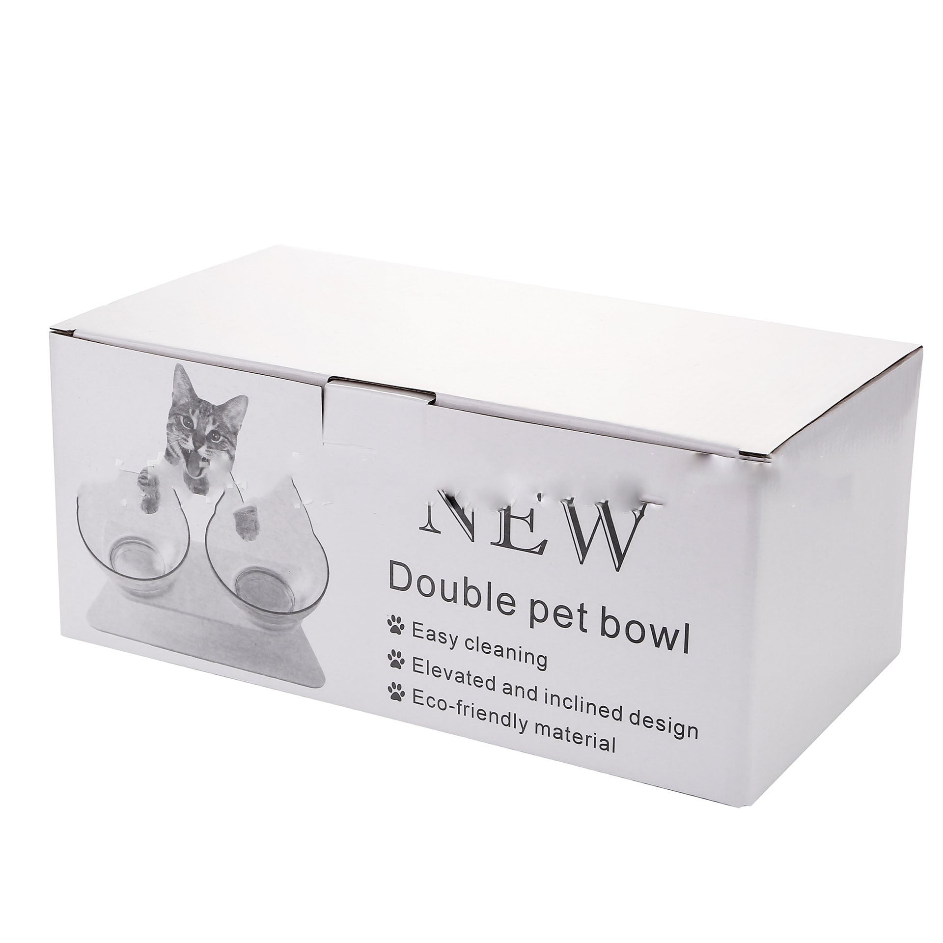 Non Slip Double Cat Bowl With Raised Stand Pet Food Cat Feeder Protect Cervical Vertebra Dog Bowl Transparent Pet Products - key words