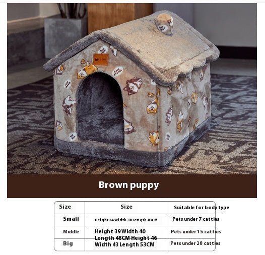 Foldable Dog House Pet Cat Bed Winter Dog Villa Sleep Kennel Removable Nest Warm Enclosed Cave Sofa Pets Supplies - key words