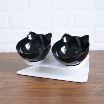 Non Slip Double Cat Bowl With Raised Stand Pet Food Cat Feeder Protect Cervical Vertebra Dog Bowl Transparent Pet Products - key words