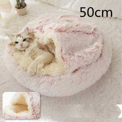 2 In 1 Dog And Cat Bed Pet Winter Bed Round Plush Warm Bed House Soft Long Plush Pets Bed Pet Products - Everpeakgoods