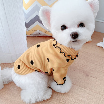 Dot turtleneck dog bottoming shirt - key words