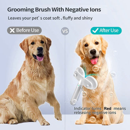 Pet Cat Brush Dog Slicker Brush Double-headed Negative Ion One-button Self Cleaning Dog Cat Hair Removal Pets Products - key words