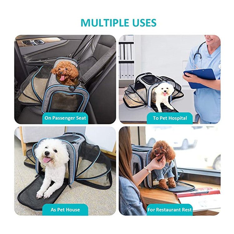 Carrier For Cat Pet Airline Approved Expandable Foldable Soft Dog Carrier Opened Doors Reflective Tapes Cat Travel Bag - key words