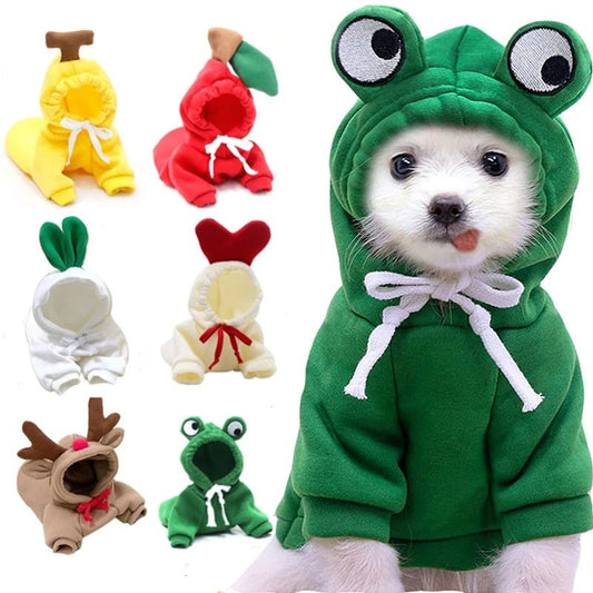 Cute Fruit Dog Clothes For Small Dogs Hoodies Winter Warm Fleece Pet Clothing Puppy Cat Costume Coat For French Chihuahua Outfit - key words