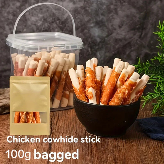 100g/400g(3.53oz/14.11oz) Chicken Wrapped Rawhide Sticks, Dog Treats For Small, Medium, & Large Dog, Made With Real Chicken - key words