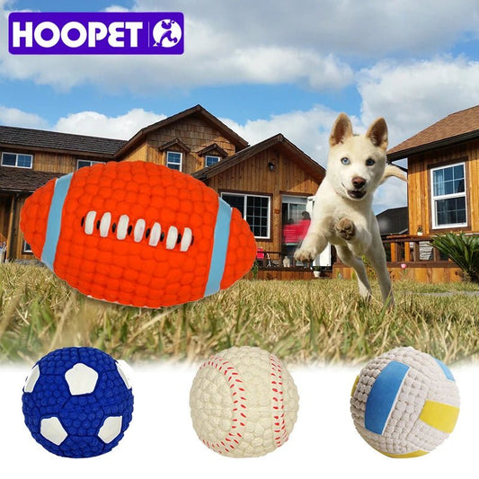 HOOPET Pet Dog Toy Balls Squeak Puppy Toys Interesting Tennis Football Tooth Cleaning Toys for Dogs - key words
