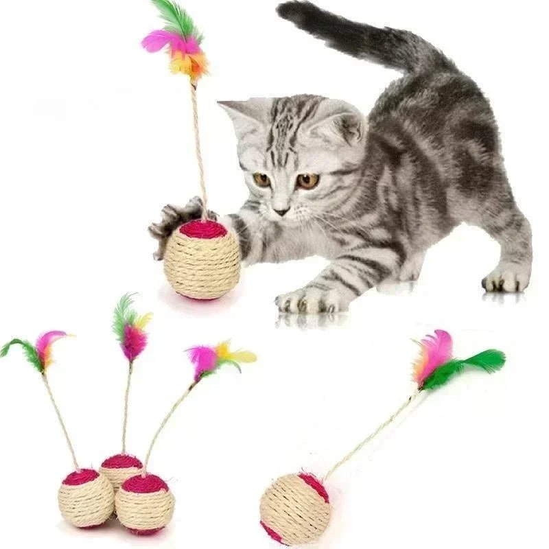 1Pc Cat Toy Sisal Scratching Ball Training Interactive Toy for Kitten Pet Cat Supplies Feather Toy  Cat Toys Interactive - key words