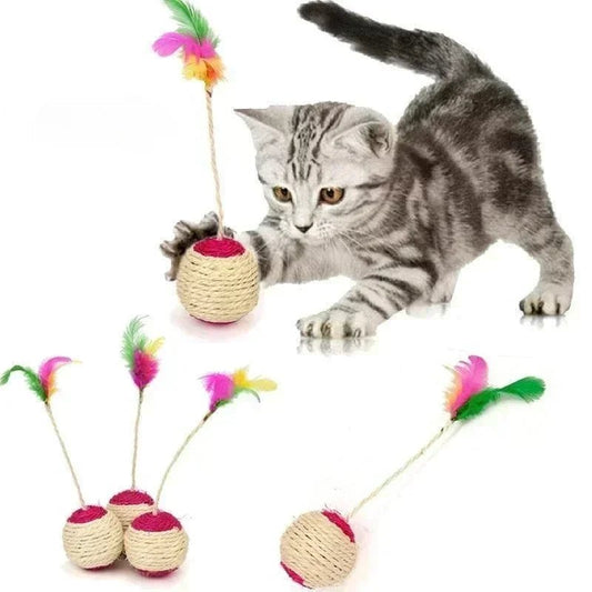 1Pc Cat Toy Sisal Scratching Ball Training Interactive Toy for Kitten Pet Cat Supplies Feather Toy  Cat Toys Interactive - key words
