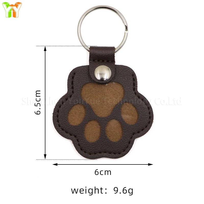 Leather Memorial Pet Hair Storage Bag Cat Paw Keychain Handmade Homemade Pet Memorial Keychain - key words