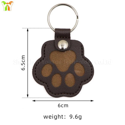 Leather Memorial Pet Hair Storage Bag Cat Paw Keychain Handmade Homemade Pet Memorial Keychain - key words