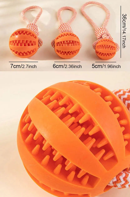 Dog Ball Toy with Rope Interactive Interactive Leaking Balls for Small Medium Dogs Chewing Bite Resistant Pet Tooth Cleaning - key words