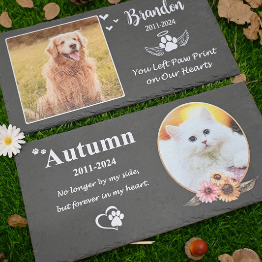 Personalized Pet Memorial Stone, Large Memorial Garden Stone Printed with Photo, Pet Loss Gifts, Dog Cat Memorial Gift - key words