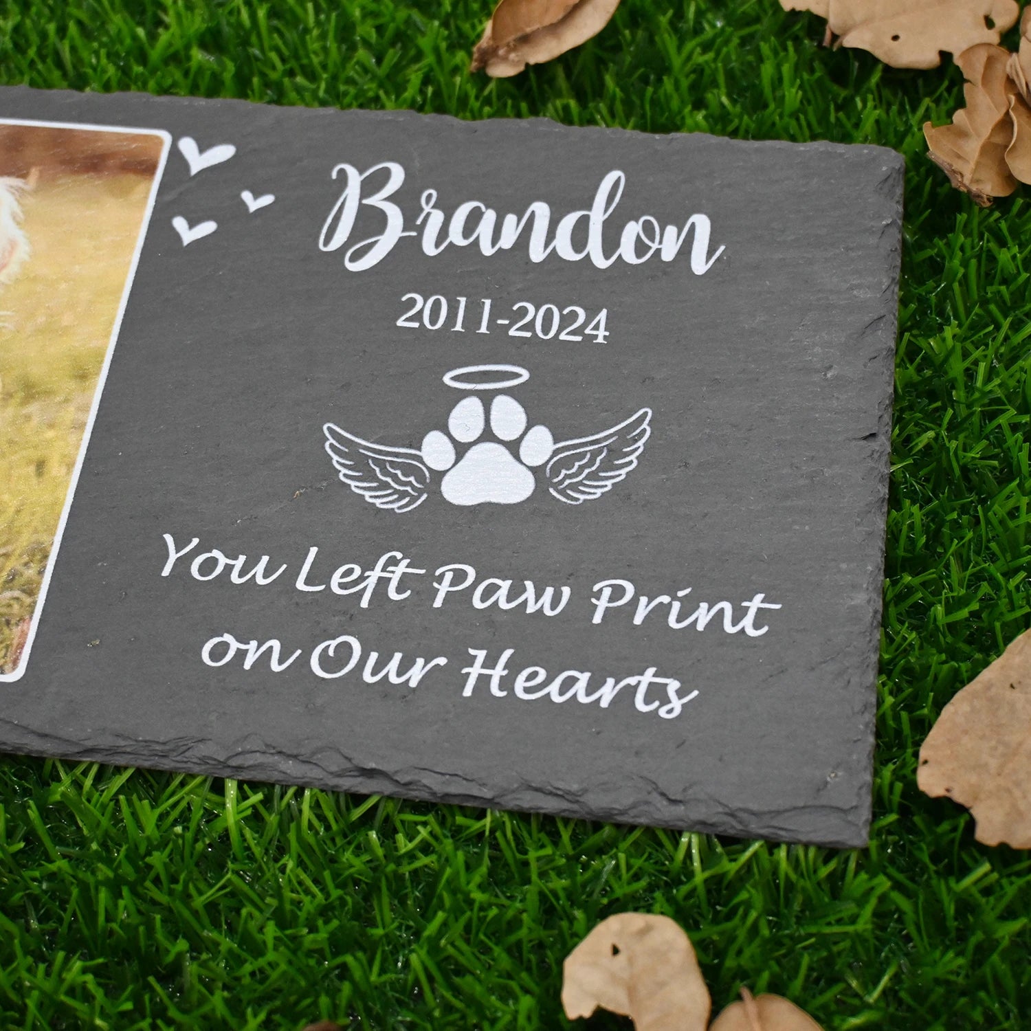 Personalized Pet Memorial Stone, Large Memorial Garden Stone Printed with Photo, Pet Loss Gifts, Dog Cat Memorial Gift - key words