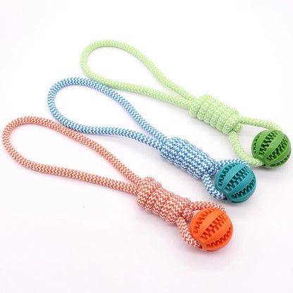 Dog Ball Toy with Rope Interactive Interactive Leaking Balls for Small Medium Dogs Chewing Bite Resistant Pet Tooth Cleaning - key words
