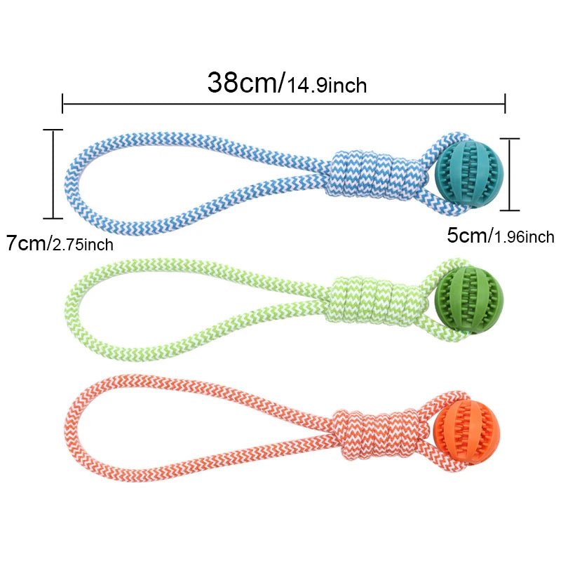 Dog Ball Toy with Rope Interactive Interactive Leaking Balls for Small Medium Dogs Chewing Bite Resistant Pet Tooth Cleaning - key words