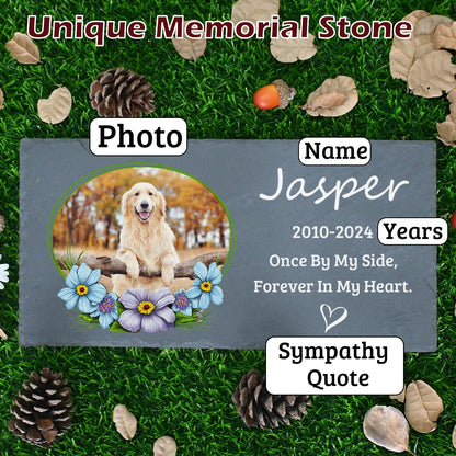 Personalized Pet Memorial Stone, Large Memorial Garden Stone Printed with Photo, Pet Loss Gifts, Dog Cat Memorial Gift - key words