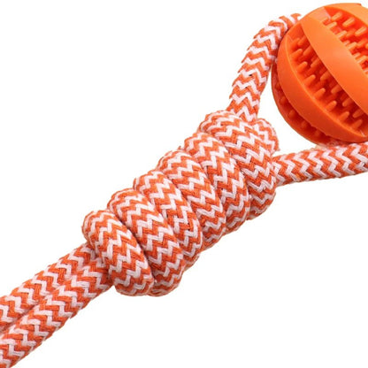 Dog Ball Toy with Rope Interactive Interactive Leaking Balls for Small Medium Dogs Chewing Bite Resistant Pet Tooth Cleaning - key words
