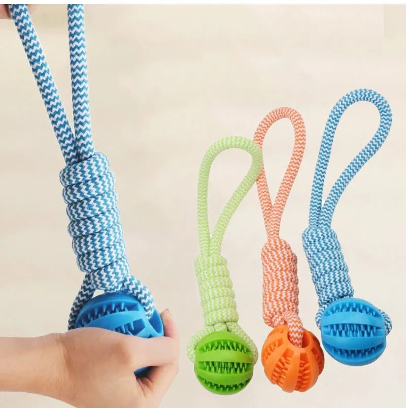 Dog Ball Toy with Rope Interactive Interactive Leaking Balls for Small Medium Dogs Chewing Bite Resistant Pet Tooth Cleaning - key words