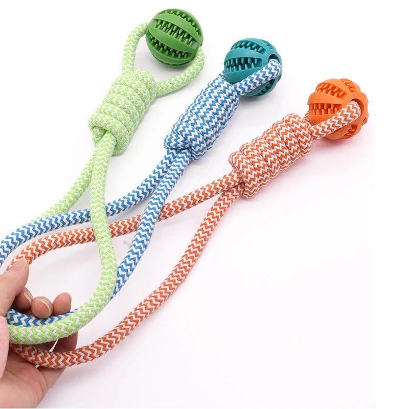Dog Ball Toy with Rope Interactive Interactive Leaking Balls for Small Medium Dogs Chewing Bite Resistant Pet Tooth Cleaning - key words