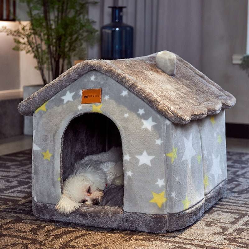 Foldable Dog House Pet Cat Bed Winter Dog Villa Sleep Kennel Removable Nest Warm Enclosed Cave Sofa Pets Supplies - key words