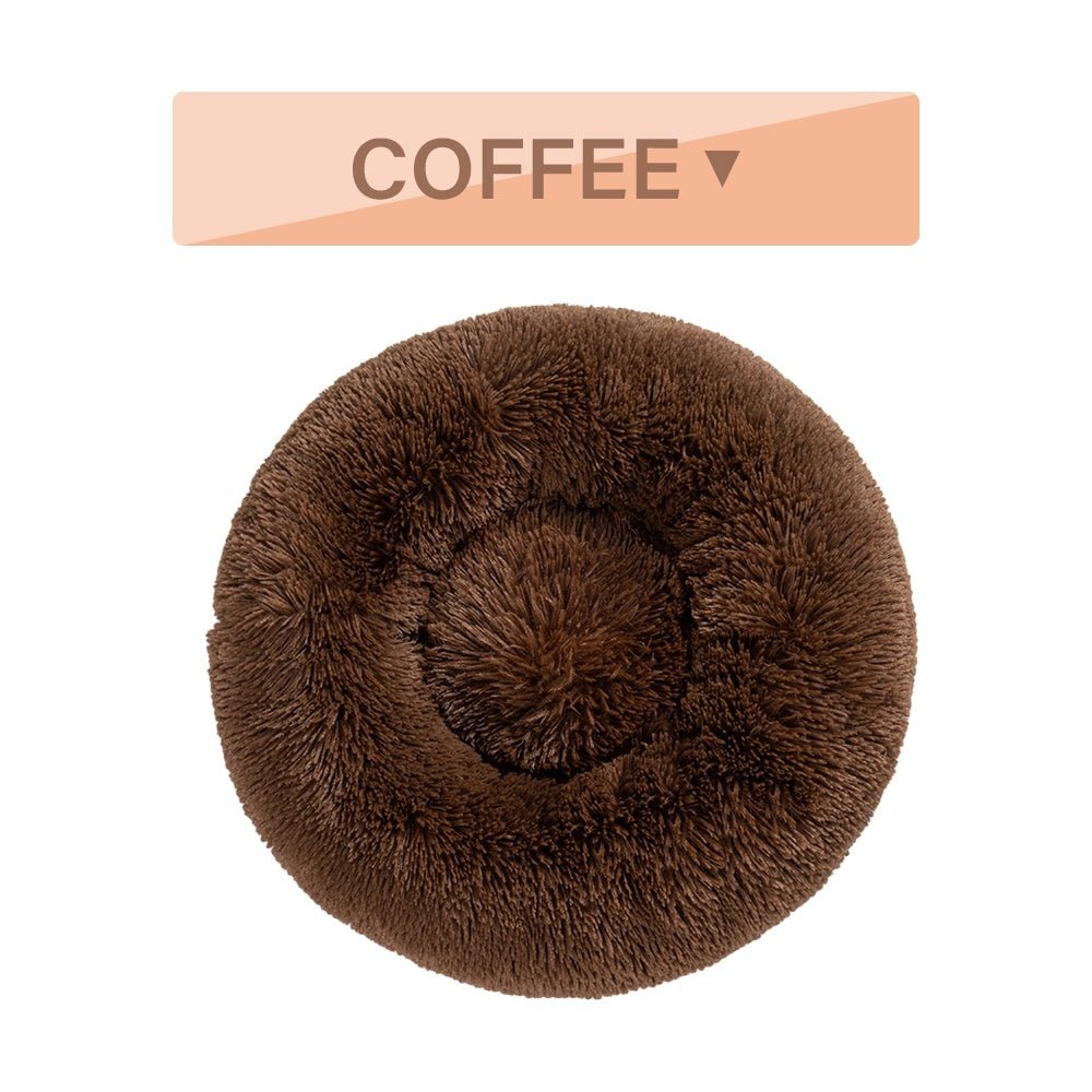 Fluffy Donut Dog Bed  Warm Soft Long Plush Pet Cushion Dog House Cat  Bed Washable Pet Sofa Mat Calming Samll Large Dog Beds - key words
