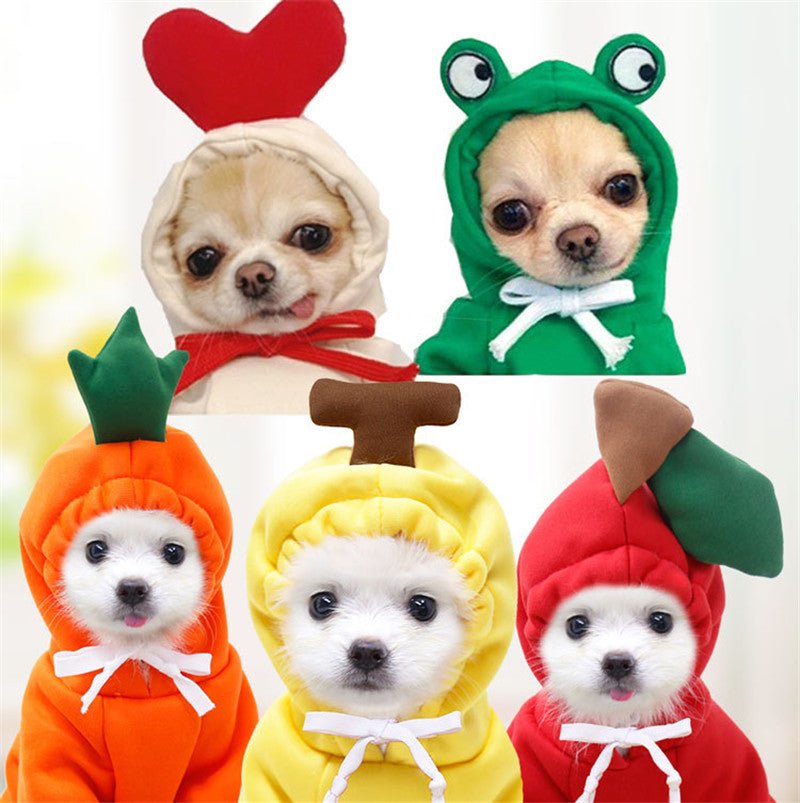 Cute Fruit Dog Clothes For Small Dogs Hoodies Winter Warm Fleece Pet Clothing Puppy Cat Costume Coat For French Chihuahua Outfit - key words