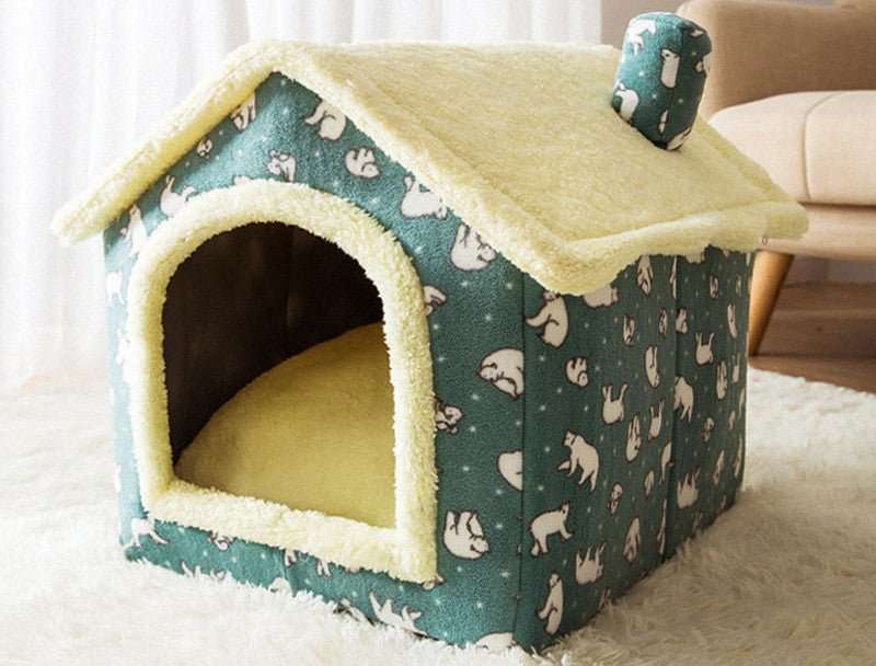Foldable Dog House Pet Cat Bed Winter Dog Villa Sleep Kennel Removable Nest Warm Enclosed Cave Sofa Pets Supplies - key words