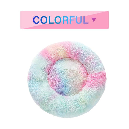 Fluffy Donut Dog Bed  Warm Soft Long Plush Pet Cushion Dog House Cat  Bed Washable Pet Sofa Mat Calming Samll Large Dog Beds - key words