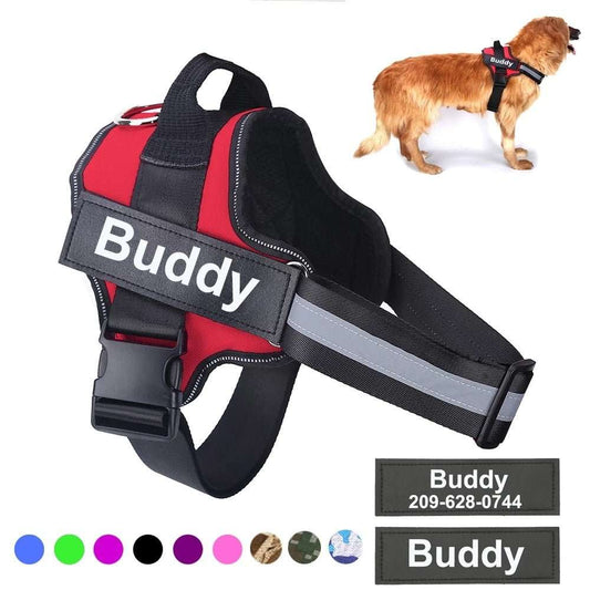 Personalized Dog Harness NO PULL Reflective Breathable Adjustable Pet Harness Vest For Small Large Dog Custom Patch Pet Supplies - key words