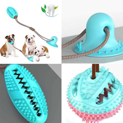 Dog Toys Silicon Suction Cup Tug Interactive Dog Ball Toy For Pet Chew Bite Tooth Cleaning Toothbrush Feeding Pet Supplies - key words