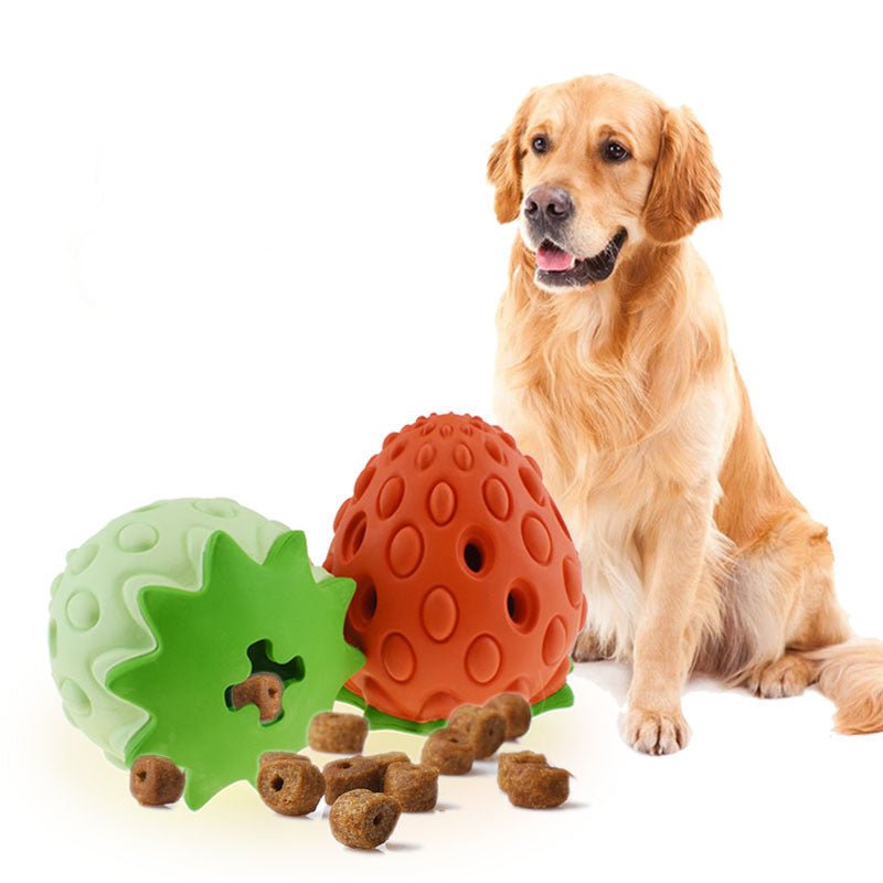 Pet Toy Chew Resistant Strawberry Leak Food Ball Pet Supplies Dog And Cat Toys - key words