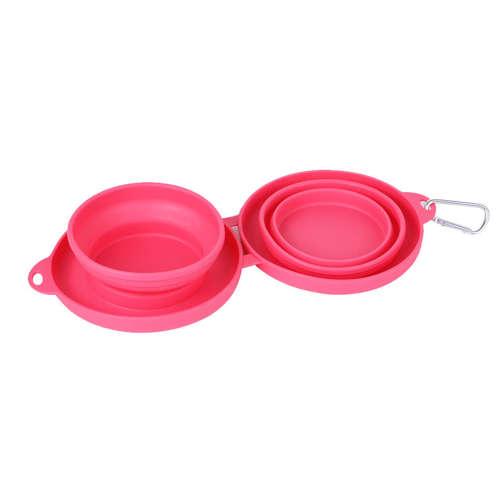 Rubber Foldable Double Bowl Pet Feeding Bowl Pets Supplies Dog Cat Bowls - key words