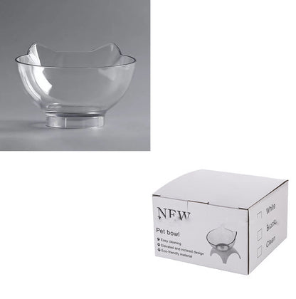 Non Slip Double Cat Bowl With Raised Stand Pet Food Cat Feeder Protect Cervical Vertebra Dog Bowl Transparent Pet Products - key words