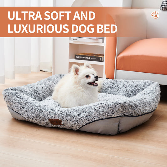 Swirl Rose Velvet Dog Beds For Small Medium Dogs Removable Cushion Calming Dog Sofa Beds Anti-Anxiety Machine Washable Cat Beds - key words