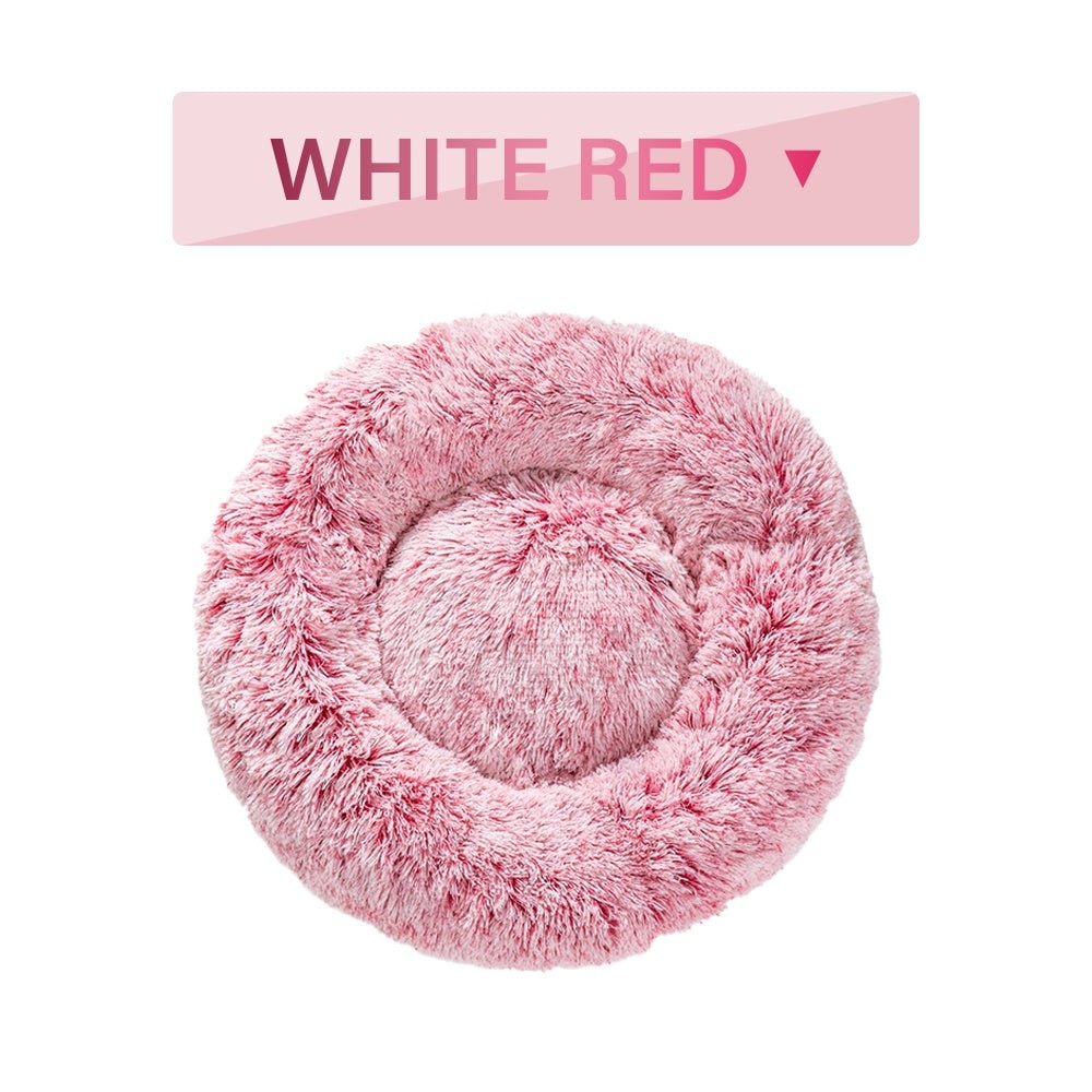 Fluffy Donut Dog Bed  Warm Soft Long Plush Pet Cushion Dog House Cat  Bed Washable Pet Sofa Mat Calming Samll Large Dog Beds - key words