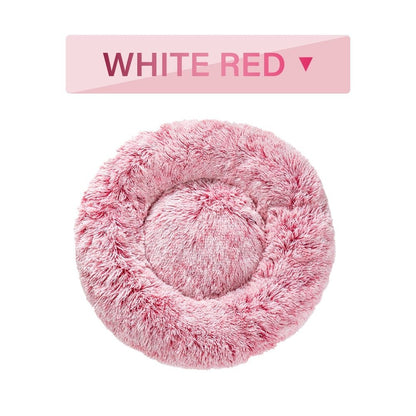 Fluffy Donut Dog Bed  Warm Soft Long Plush Pet Cushion Dog House Cat  Bed Washable Pet Sofa Mat Calming Samll Large Dog Beds - key words