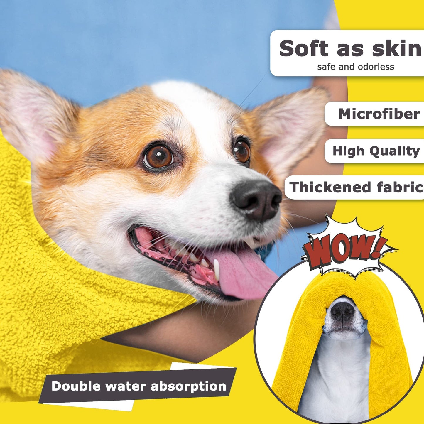 Dog Towels For Drying Dogs Drying Towel Dog Bath Towel, Quick-drying Pet Dog And Cat Towels Soft Fiber Towels Robe Super Absorbent Quick Drying Soft Microfiber Pet Towel For Dogs, Cats Yellow - key words