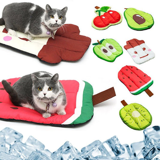 Dog Cooling Mat Pet Beds Cat Rug Ice Silk Pet Self Cooling Pad Blanket Summer Washable Oxford Farbric Cooling Down Summer Fruit - key words