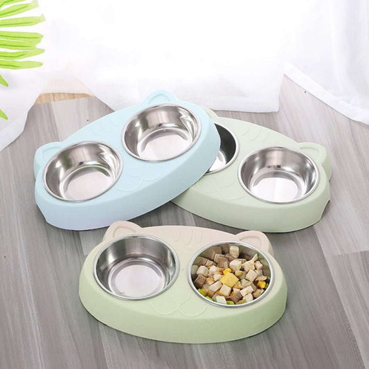 Dog Bowls Double Dog Water And Food Bowls Stainless Steel Bowls With Non-Slip Resin Station, Pet Feeder Bowls For Puppy Medium Dogs Cats - key words