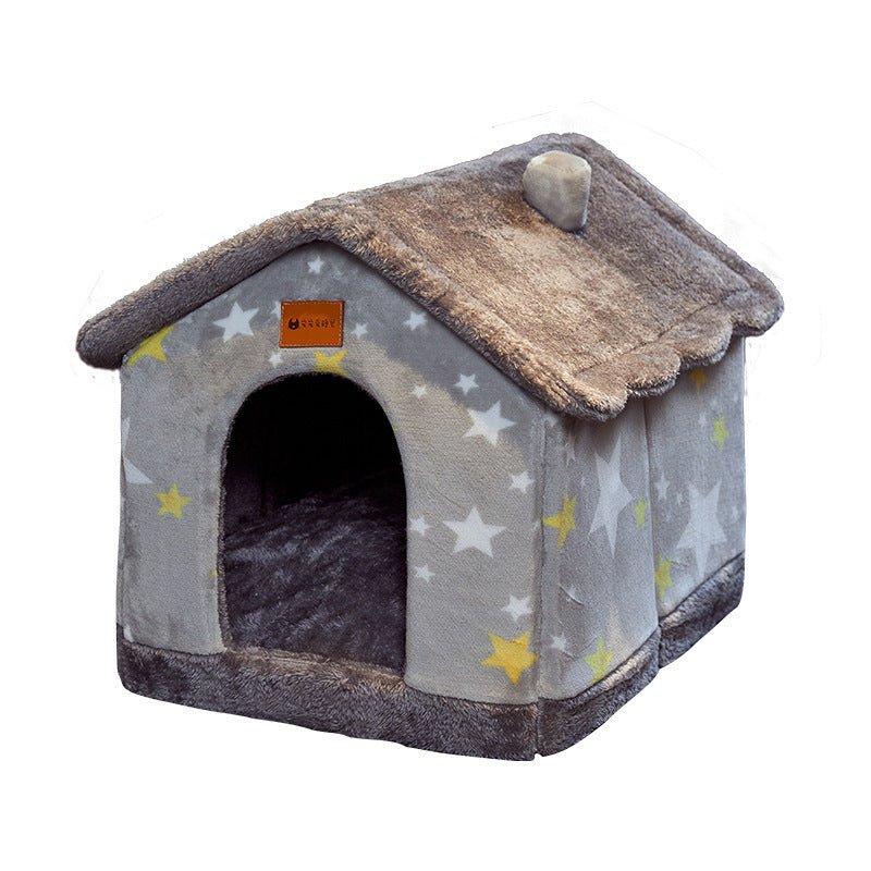 Foldable Dog House Pet Cat Bed Winter Dog Villa Sleep Kennel Removable Nest Warm Enclosed Cave Sofa Pets Supplies - key words