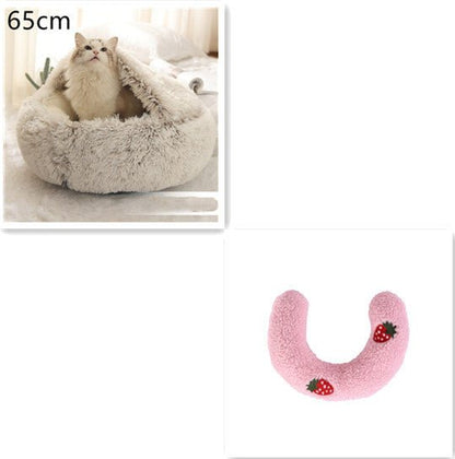 2 In 1 Dog And Cat Bed Pet Winter Bed Round Plush Warm Bed House Soft Long Plush Pets Bed Pet Products - key words