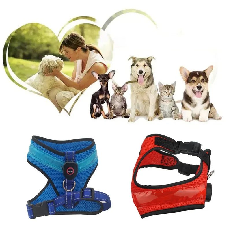 LED Luminous Dog Harness Led USB Charging Dog Chest Strap Vest Pet Safety Reflective Harness Pet Vest For Puppy Large Dog Pet Products - key words