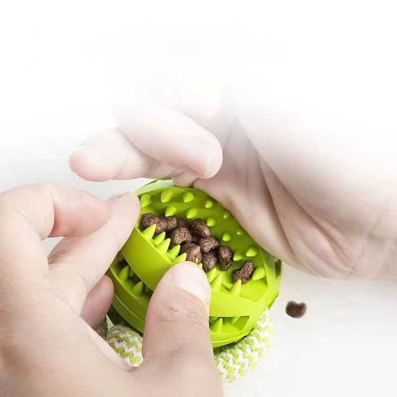 Dog Toys Treat Balls Interactive Hemp Rope Rubber Leaking Balls For Small Dogs Chewing Bite Resistant Toys Pet Tooth Cleaning Bite Resistant Toy Ball For Pet Dogs Puppy - key words