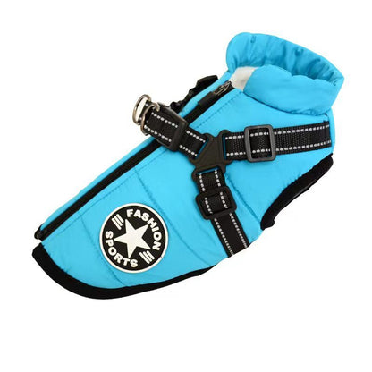 Waterproof Dog Clothes Winter Dog Coat With Harness Warm Pet Clothing Big Dog Jacket Chihuahua Labrador Coat Costume - key words